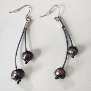 Dangly Black Freshwater Pearl Earrings